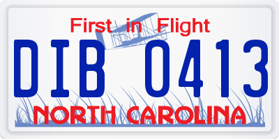 NC license plate DIB0413