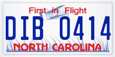 NC license plate DIB0414