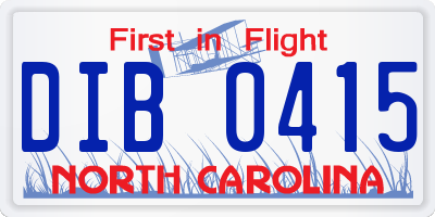 NC license plate DIB0415