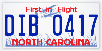 NC license plate DIB0417