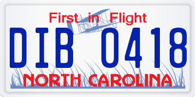 NC license plate DIB0418