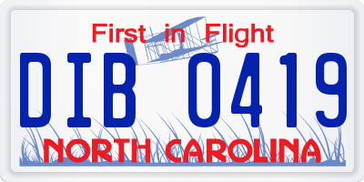 NC license plate DIB0419