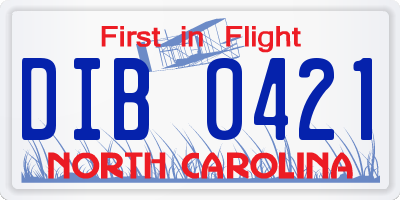 NC license plate DIB0421