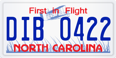 NC license plate DIB0422