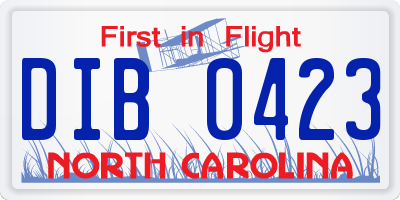 NC license plate DIB0423