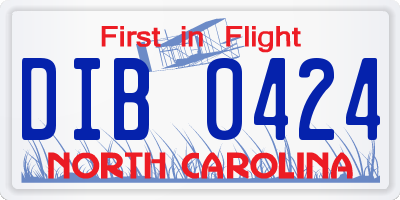 NC license plate DIB0424