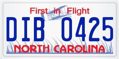 NC license plate DIB0425