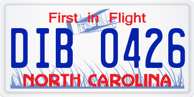 NC license plate DIB0426