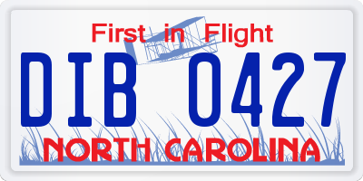 NC license plate DIB0427
