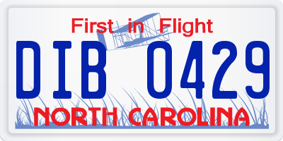 NC license plate DIB0429