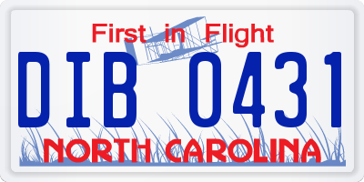 NC license plate DIB0431