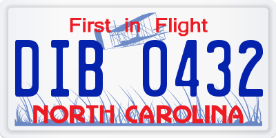 NC license plate DIB0432