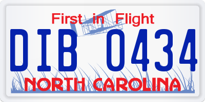 NC license plate DIB0434