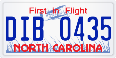 NC license plate DIB0435