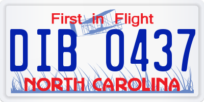 NC license plate DIB0437