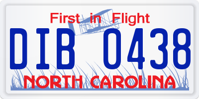 NC license plate DIB0438