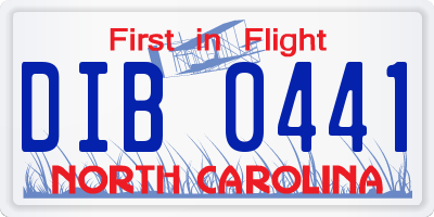 NC license plate DIB0441