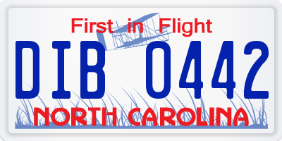 NC license plate DIB0442