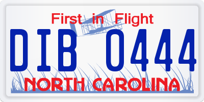 NC license plate DIB0444