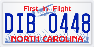 NC license plate DIB0448