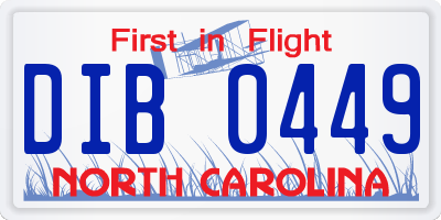 NC license plate DIB0449