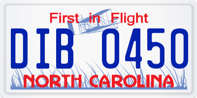 NC license plate DIB0450