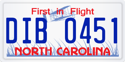NC license plate DIB0451