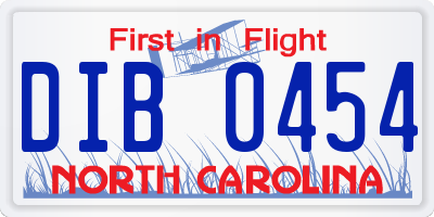 NC license plate DIB0454