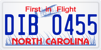 NC license plate DIB0455