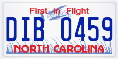 NC license plate DIB0459