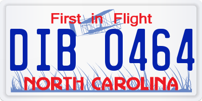 NC license plate DIB0464