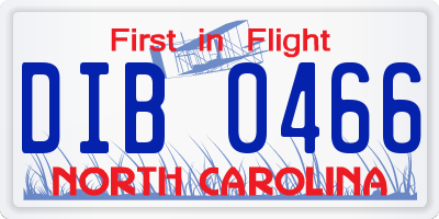 NC license plate DIB0466