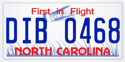 NC license plate DIB0468