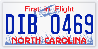 NC license plate DIB0469