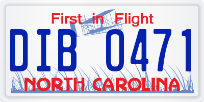 NC license plate DIB0471