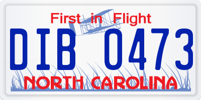 NC license plate DIB0473