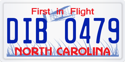 NC license plate DIB0479
