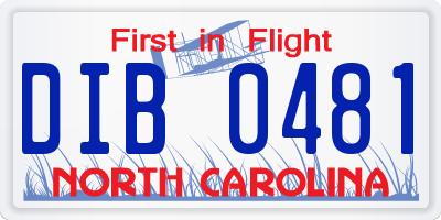 NC license plate DIB0481