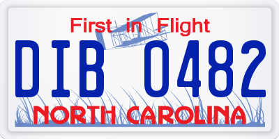 NC license plate DIB0482