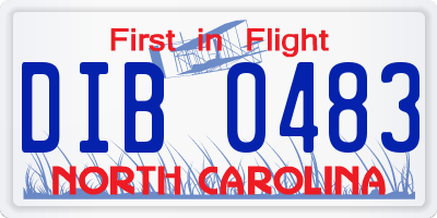 NC license plate DIB0483