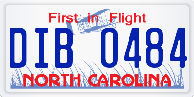 NC license plate DIB0484