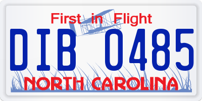 NC license plate DIB0485