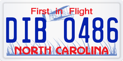 NC license plate DIB0486