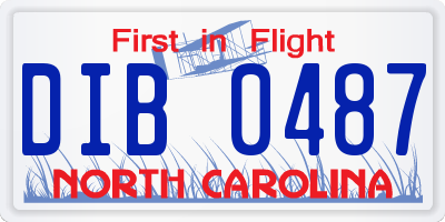 NC license plate DIB0487
