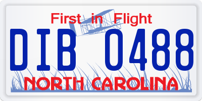 NC license plate DIB0488