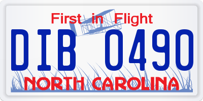 NC license plate DIB0490
