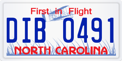 NC license plate DIB0491