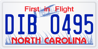 NC license plate DIB0495