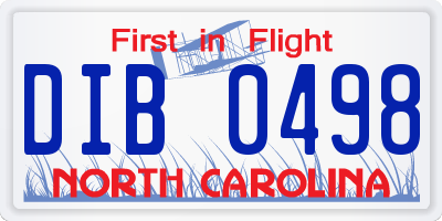 NC license plate DIB0498