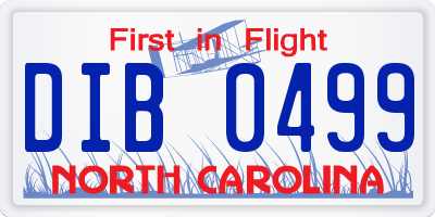 NC license plate DIB0499